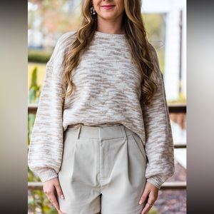 Tan & white stripe/tie dye sweater